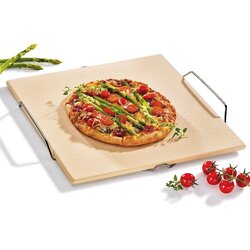 Kuchenprofi Kamnita plošča za pizzo na inox stojalu 38x35,5cm, (20455218) Cene