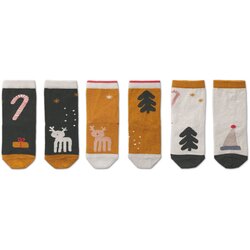 Liewood otroške nogavice silas holiday hunter green multi mix 3 pari Cene