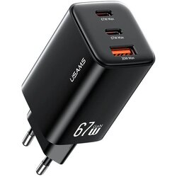 Usams CC265 67W GaN ACC 3 Ports Fast punjač (EU) - JC Series black Cene