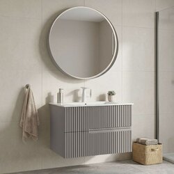 Hanah home Moonlight 70 v2 - 387 Matte Mink Bathroom Cabinet With Sink & Mirror Set (2 Pieces) Cene