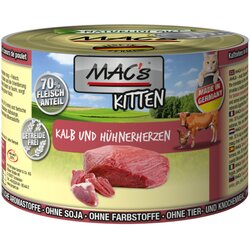 MAC's MAC´s Cat 6 x 200 g - Kitten teletina & piščančja srca Cene