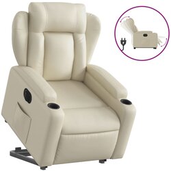 Maison Chic Električni naslanjač - Relax naslanjač s funkcijo vstajanja krem umetno usnje, (22061239) Cene
