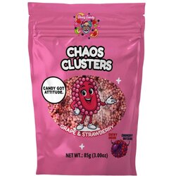 Chaos Candy Chaos Clusters, bombone sa slatkim punjenjem, grožđe i jagoda, 85g Cene