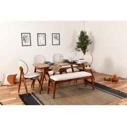 Woody Fashion Set trpezarijski sto, 4 trpezarijske stolice i klupa Touch Walnut Cijene
