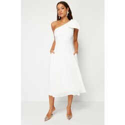 Trendyol White Bow Detail Wedding/Nikah Elegant Evening Dress Cene