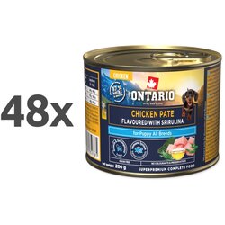 Ontario Dog Puppy konzerva, pašteta - piščanec in spirulina 48 x 200 g Cene