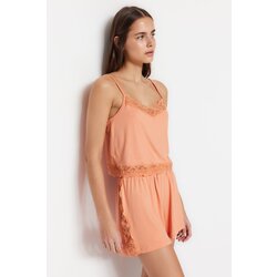 Trendyol Pajama Set - Orange - Plain Cene