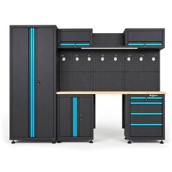 THUNDER Delavniško pohištvo HW-MW-159 260 cm z lesenim pultom, LED osvetlitvijo in perforirano ploščo, (5000488437) Cene