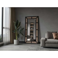 Hanah home podno ogledalo rattan, 90 cm x 180 cm, crno Cene