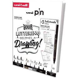 UNI ball Uni Pin set markera (gift set 8kom) lettering s tutorijalom + tehnička olovka M5-228 (0,5) u kutiji Cene