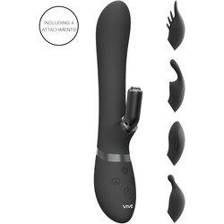 VIVE Chou - Vodoodporni vibrator na baterije z izmenljivimi glavami (črn) Cene