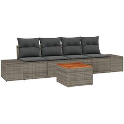 vidaXL 5-dijelni vrtni sofa set s jastucima siva polirattan akacija Cijene