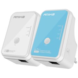 Amiko Mrežna vtičnica za električno omrežje 500 Mb/s, LAN / WiFi, komplet - PLN-502W Cene
