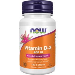 NOW Vitamin D3 400ij, 180 kapsula Cene