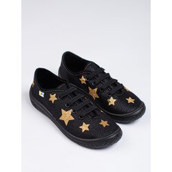 SHELOVET Slip-on black children's sneakers with 3F stars Cene