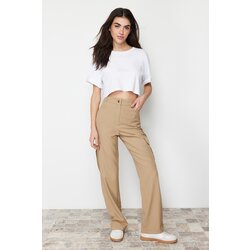Trendyol Mink Straight/Straight Cut Woven Trousers with Cargo Pocket Cene