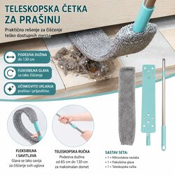  Teleskopska četka za prašinu sa mikrofiber navlakom – Fleksibilni čistač Cene