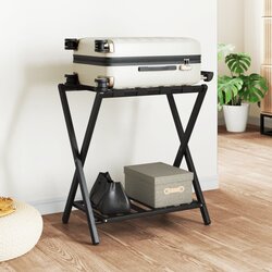 The Living Store Stalak za prtljagu crni 68 x 38 x 58 cm od bambusa Cijene