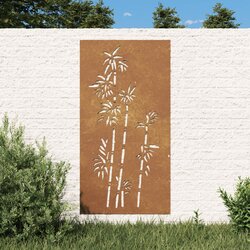vidaXL Vrtni zidni ukras 105 x 55 cm čelik COR-TEN s uzorkom bambusa Cijene