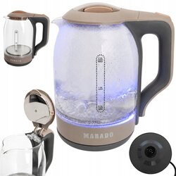 Verk MA-0806 električno stekleno kuhalo za vodo 2 L, 1500 W, LED osvetlitev – rjava Cene