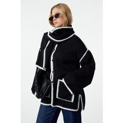 Trendyol Black Soft Textured Scarf Beard Detailed Knitwear Cardigan Cijene