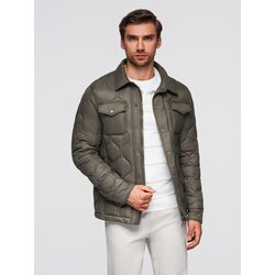 Ombre Men's quilted jacket in shirt cut - light brown Cijene