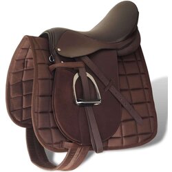 vidaXL Jahalno Sedlo Set 16" Pravo Usnje Rjave Barve 14 cm 5-v-1 Cene