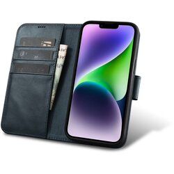 ICARER 2v1 usnjena preklopna torbica za iPhone 14 Plus Anti-RFID Oil Wax Wallet Case modra, (21522076) Cene