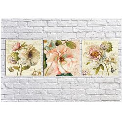 Tablo Center set s 3 slike Vintage Flowers Cene
