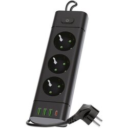 Razdelnik sa prekidačem LINEA PRO 3x230V+3xUSB-A + 1xUSB-C SCHUKO 1,5 m crna Cene