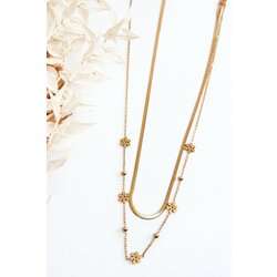 Glam Chic Women's Snake Chain With Flowers Gold Cene