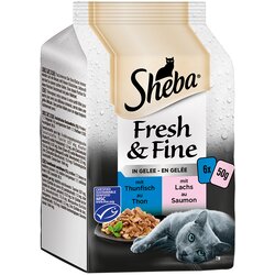 Sheba Multi pakiranje Fresh & Fine vrečke 6 x 50 g - Tuna & losos v želeju Cene