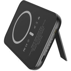 Power BANK VEGER MagOn Kick z induktivnim polnjenjem podpira polnjenje z MagSafe 15W - 5 000mAh PD 20W črna Cene