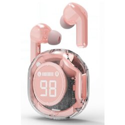 Gembird TWST-01-PK bluetooth V5.4 slušalice, TWS, LCD, Transparent, pink Cene