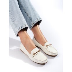 SHELOVET White classic women's loafers Cene