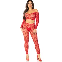 LEG AVENUE BODYSTOCKINGS LEG AVENUE - CROP TOP + STOCKINGS RED ONE SIZE Cene