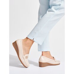 Shelvt Beige women's loafers with buckle Cijene