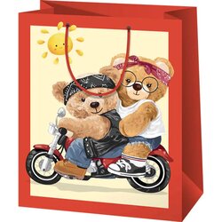 Cardex Družina medvedov na motornem kolesu vzorec srednja darilna vrečka 18x10x23cm Cene