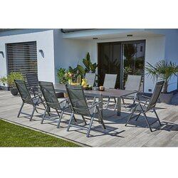 SUNFUN Maja Komplet vrtnog namještaja Stone (9 -dij., Sinterirani kamen/Aluminij/Tekstil, Night-Grey, Naslon za leđa podesiv na 5 razina) Cene