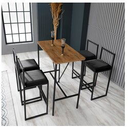 Hanah home barski sto & stolica set 5 komada nordic - crno Cene