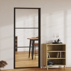 Furnova Notranja vrata ESG steklo in aluminij 93x201,5 cm črna, (21944545) Cene