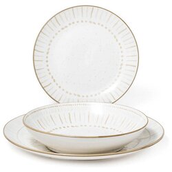 Mhome set krožnikov Spring, porcelan, bela/rjava, 18 kos Cene