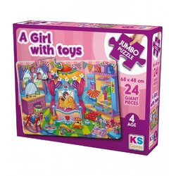 KS Games Igračka puzzle jumbo Djevojčica sa igračkama JP31010 68x48cm 24 dijela Cene