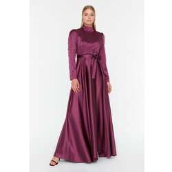 Trendyol Claret Red Stone Detailed Islamic Clothing Evening Dress Cene