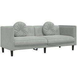 Maison Chic kavč - Sofa - Kanape trosed z blazinami svetlo siv žamet, (21727397) Cene
