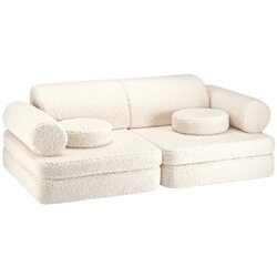 Wigiwama Kremno bela otroška sedežna garnitura iz tkanine bouclé 132 cm Settee – Cene