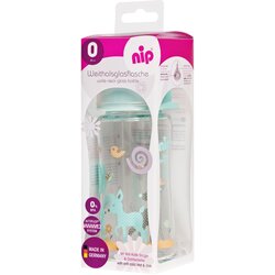 Nip staklena flašica šir.otv. 0m+ 240ml zelena Cene