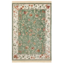 Nouristan Zelena/kremno bela viskozna preproga 95x140 cm Oriental – Cene