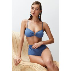 Trendyol Blue Strapless Accessory Bikini Top Cene