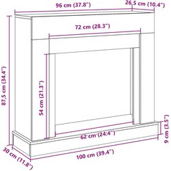 vidaXL Okvir za kamin boja hrasta 100x30x87,5 cm od konstruiranog drva Cijene